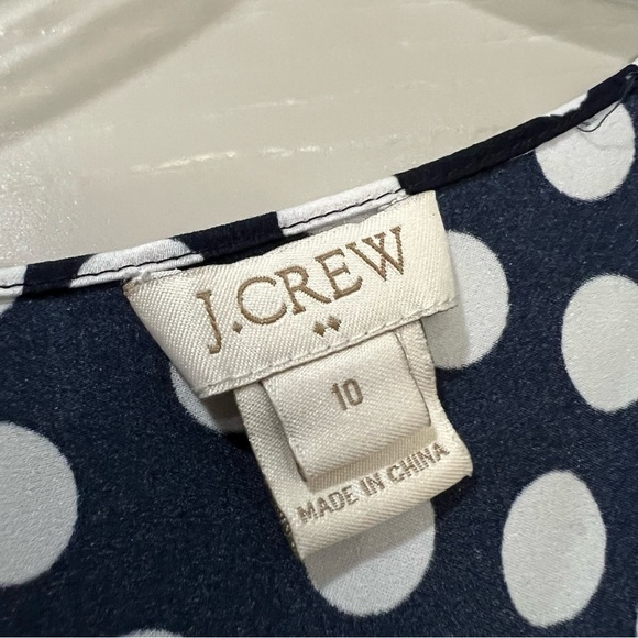 J. Crew 10 Navy Blue White Polka Dot sleeveless Tank Top O1 - Picture 3 of 4